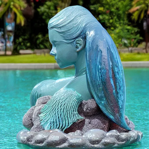 Image similar to water sculpture of mermaid, 3 d rtx 8 k