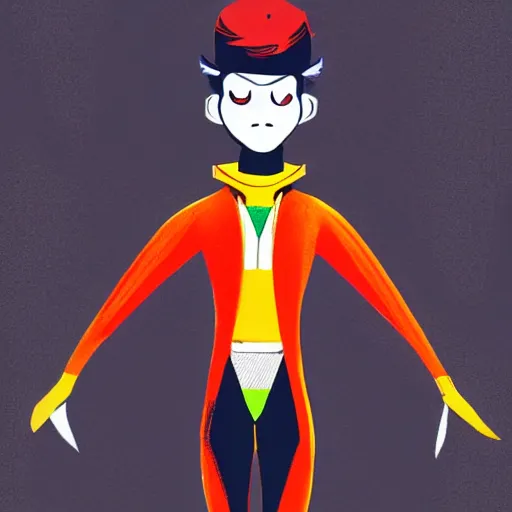 Image similar to concept art, stylized, super exaggerated proportions, concept design, male, science fiction suit, in the style of jamie hewlett