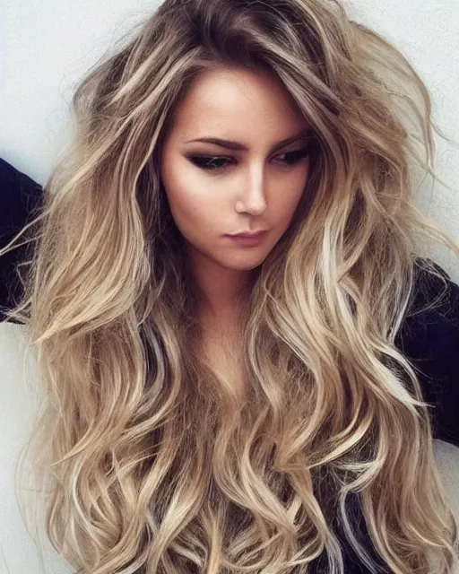 Image similar to beautiful woman, wavy blonde hair