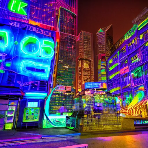 Image similar to professional photograph of a futuristic baltimore with neon lights and advanced technology, 8 k, very detailed, very intricate,