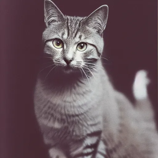 Image similar to 1 9 8 0 s yearbook photo of a cat, studio photography