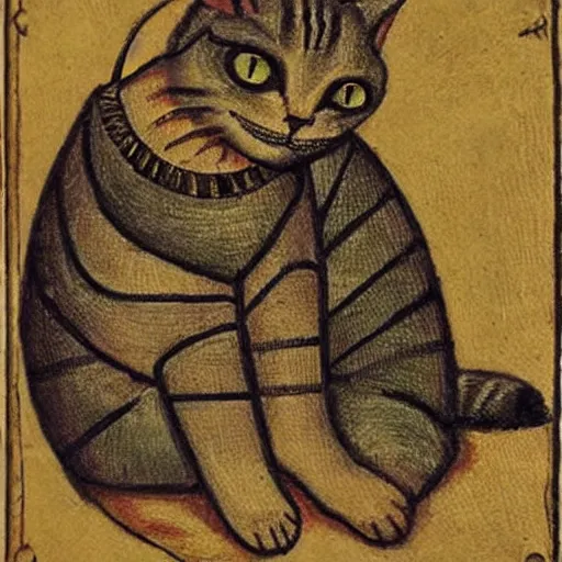 Prompt: A cat in the art style of medieval time