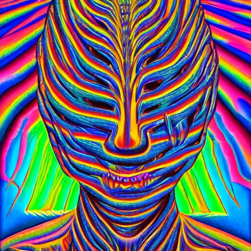 Prompt: tripping on LSD in Las Vegas, by Alex Grey, psychedelic art