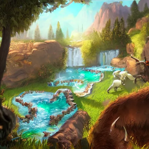 Image similar to Tauren Hotsprings warcraft fanart trending on artstation