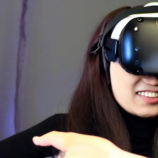 Image similar to Akko kagari playing virtual reality,Atsuko Kagari playing virtual reality