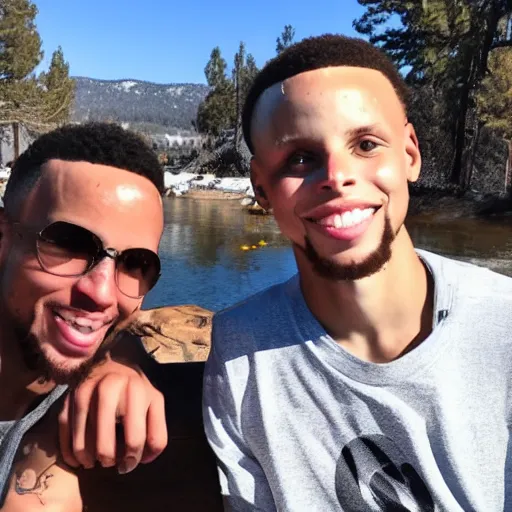 Prompt: Steph Curry in big bear lake, california