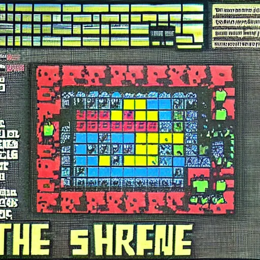 Image similar to Minecraft as a game for ZX Spectrum, photo from 1984 gaming magazine