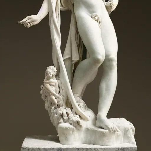 Prompt: sculpture of persephone, goddess of the underworld, made by michelangelo, carrara marble