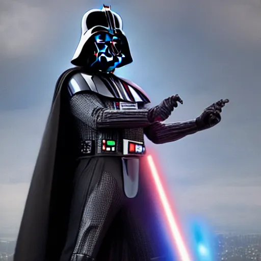 Prompt: Darth Vader combined with iron man, 8k ultra hd, hyper detailed