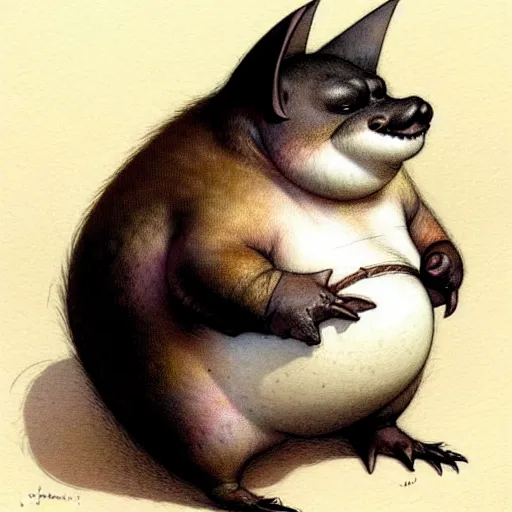 Image similar to ( ( ( ( ( obese rotund cartoon bat. muted colors. ) ) ) ) ) by jean - baptiste monge!!!!!!!!!!!!!!!!!!!!!!!!!!!