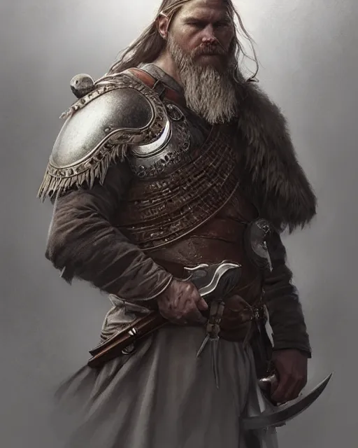 Image similar to portrait of a communist viking, elegant, real life skin, intricate, high detailed, artstation, concept art, smooth, sharp focus, art by artgerm and greg rutkowski