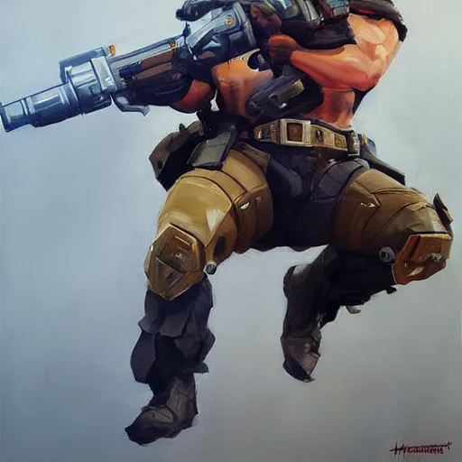 Image similar to greg manchess portrait painting of fully armored chuck norris as overwatch character, medium shot, asymmetrical, profile picture, organic painting, sunny day, matte painting, bold shapes, hard edges, street art, trending on artstation, by huang guangjian and gil elvgren and sachin teng