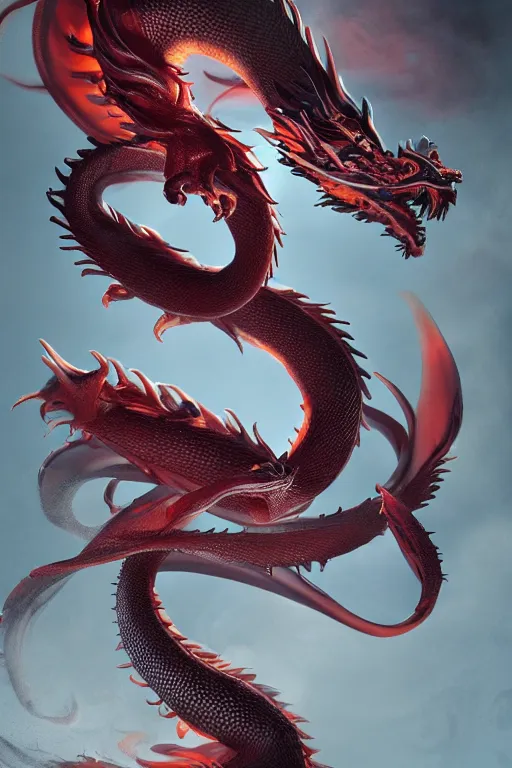 Image similar to swirling liquids mixing together, cheeky asian dragon, extremly detailed, dramatic light, octane render, realistic