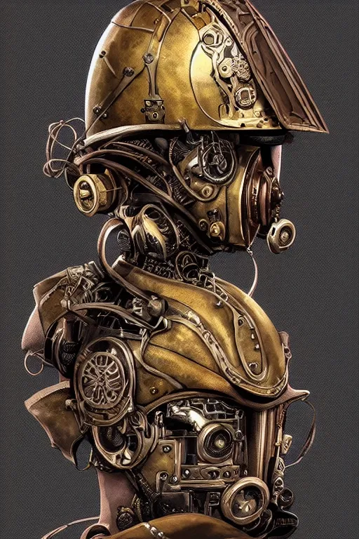 Image similar to steampunk helmet fantasy art mask robot ninja stylized digital illustration sharp focus, elegant intricate digital painting artstation concept art global illumination ray tracing advanced technology chaykin howard and campionpascale and cooke darwyn and davis jack