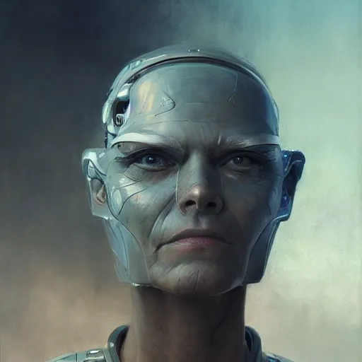 a beautiful portrait of a cyborg elder with futuristic | Stable ...