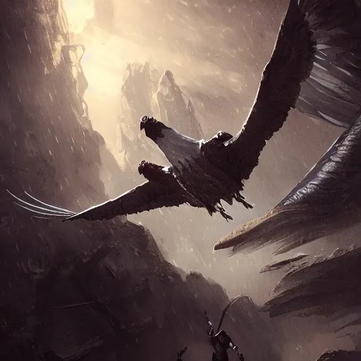 Image similar to storm eagle, by cedric peyravernay, highly detailed, excellent composition, cinematic concept art, dramatic lighting, trending on artstation