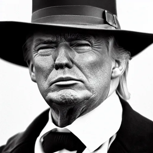 Image similar to an 1 8 0 0 s photo of donald trump playing the role of clint eastwood, squinting at high noon, in the style of a clint eastwood movie, the good, the bad and the ugly, clint eastwood, vibe, donald trump, glory days, mount rushmore, justice, american flag, independence, patriotism, apple pie, black and white, artgerm