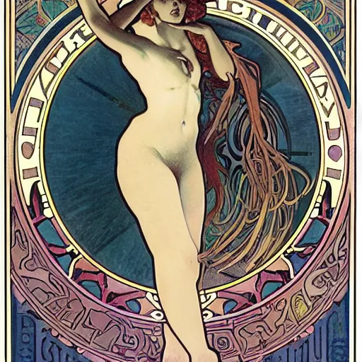 Prompt: occult detective, painted by alphonse mucha