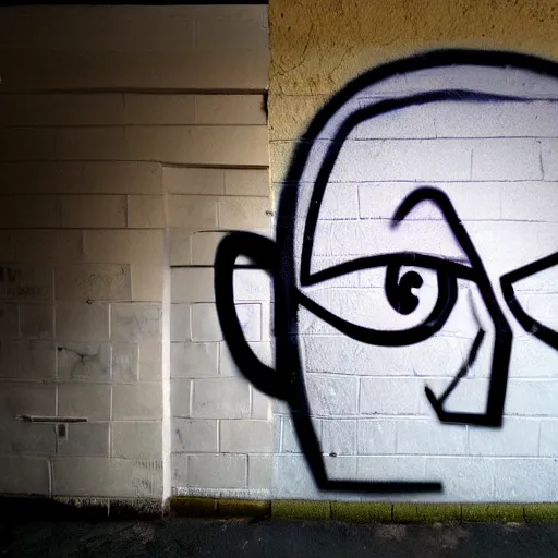 Image similar to wall with graffiti of man with one eye made with pteroglyphe