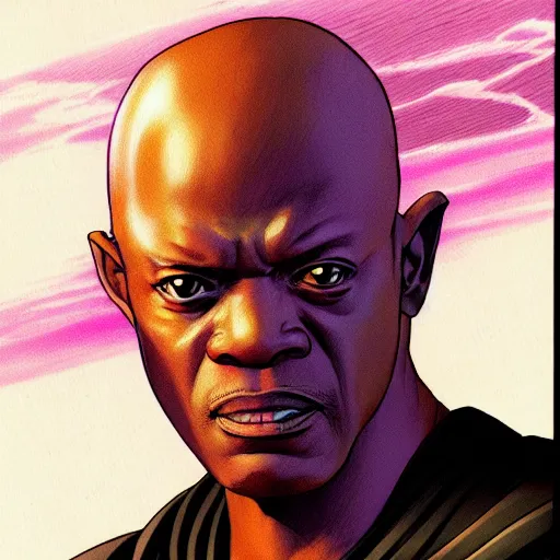 Image similar to portrait of mace windu, anime fantasy illustration by tomoyuki yamasaki, kyoto studio, madhouse, ufotable, trending on artstation