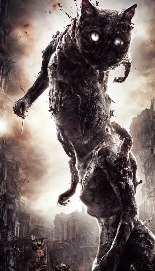 Image similar to the introduction of a new zombie in resident evil, a woman who can transform into a giant cat monster, digital image, 4 k uhd, rendered by re engine