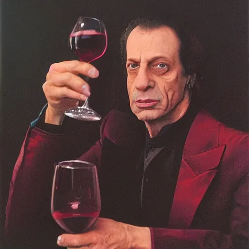 Image similar to dukat drinking wine, portrait by annie leibovitz,