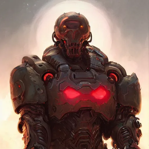 Image similar to doom eternal, biopunk armor, painted by stanley lau, painted by greg rutkowski, painted by stanley, artgerm, masterpiece, digital art, trending on arts