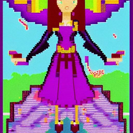 Prompt: magic witch, pixel art,