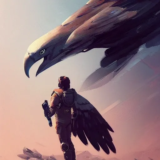 Image similar to 👨‍🚀🦅, digital Art, Greg rutkowski, Trending artstation,cinematographic