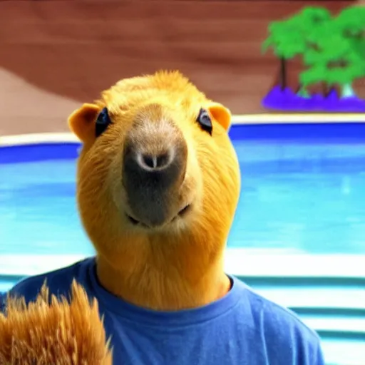 Prompt: a still of an Adult Swim Tv show about a anthropomorphic Capybara, created by Eric Andre