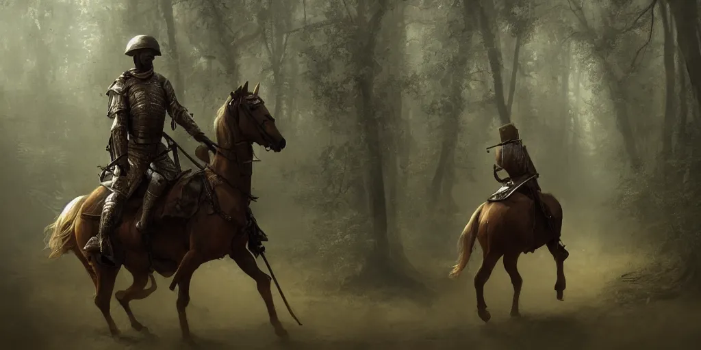 Prompt: headless soldier in mughal armor riding a horse in a dark forest, horror, cinematic composition, a fantasy digital painting by Greg Rutkowski and James Gurney, trending on Artstation, highly detailed, hyperrealistic, realistic, photorealistic, dynamic lighting, highly detailed, cinematic landscape, studio landscape, studio lighting