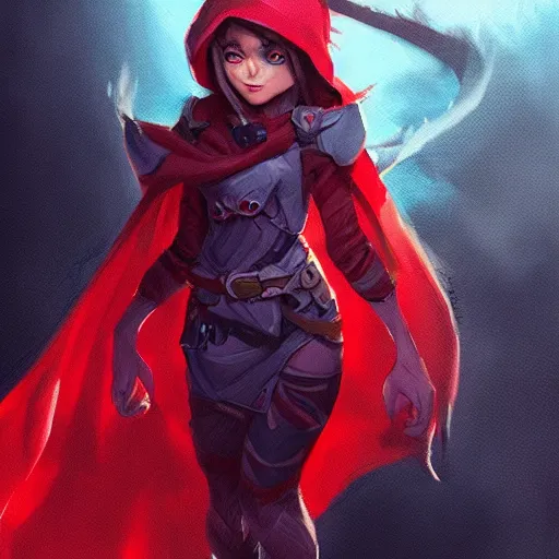 Prompt: Goblin Girl Dnd Character, cleric, red scarf, hatched pointed ear, full body illustration, expert, beautiful, artgerm, trending on artstation, by rossdraws