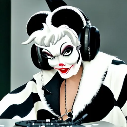 Image similar to cruella as a dj