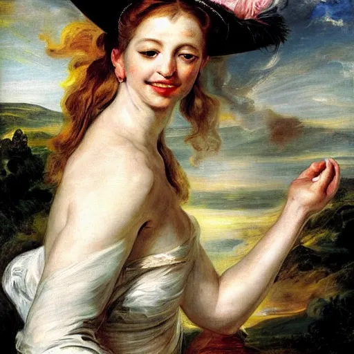 Image similar to heavenly summer sharp land sphere scallop well dressed lady waving down a car, auslese, by peter paul rubens and eugene delacroix and karol bak, hyperrealism, digital illustration, fauvist