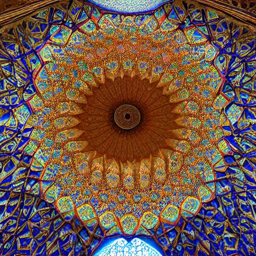 Image similar to psychedelic iranian honeycomb vaulting, muqarnas, photo