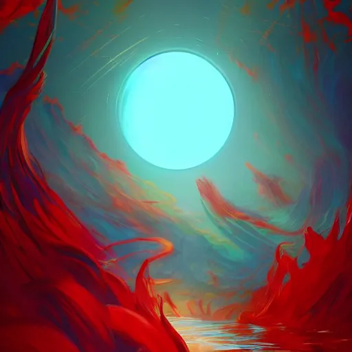 Prompt: crimson and azure become as the sun, beautiful detailed digital art trending on artstation