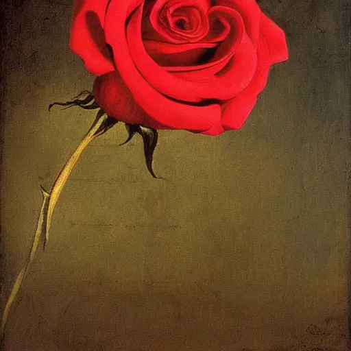 Prompt: red rose, da vinci painting