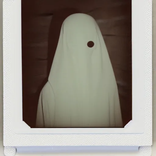 Image similar to polaroid of a ghost at ghost convention