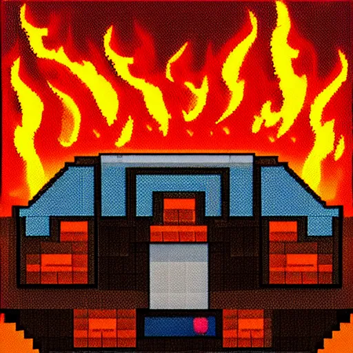 Image similar to fire burst, pixel 8 x 8 style.