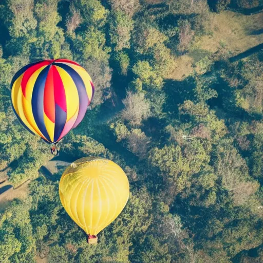 Image similar to smiling hippy, hot air balloon journey, pulp adventure, flying camp, camp gear, hippy belongings, cozy cabin, flying high, aerial, gradient aperture