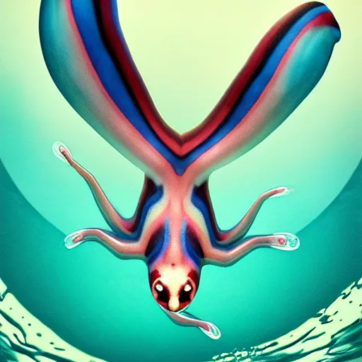 Prompt: #midjourneyart :: sugar glider android character submerged in water, crystal lake:: by Martine Johanna and Simon Stålenhag and Chie Yoshii and Casey Weldon and Guillermo del toro :: ornate, dynamic, particulate, rich colors, intricate, elegant, highly detailed, centered, artstation, smooth, sharp focus, octane render, 3d