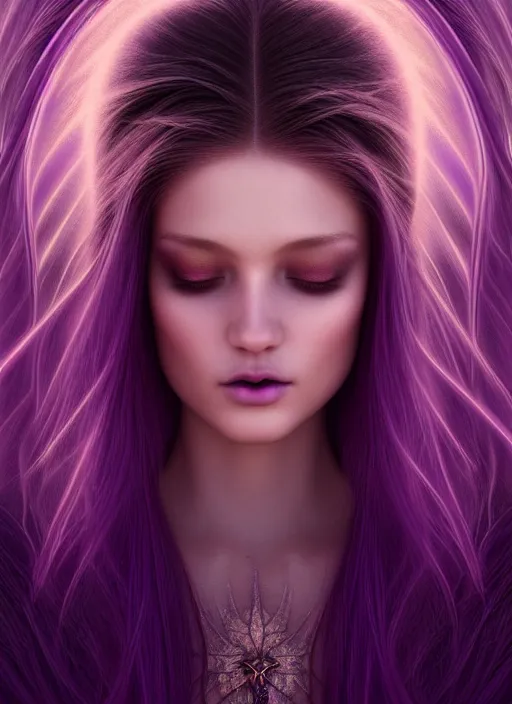 Prompt: portrait of fairy, fantasy, rule of thirds, intricate, ultra violet highlights, sharp focus, octane render, detailed, beautiful, unreal engine, symmetrical!!, loreal, maybelline, sephora, loreal, artstation, art by karol bak, art by artgerm, rossdraws, cinematic, concept art, filmic, vsco