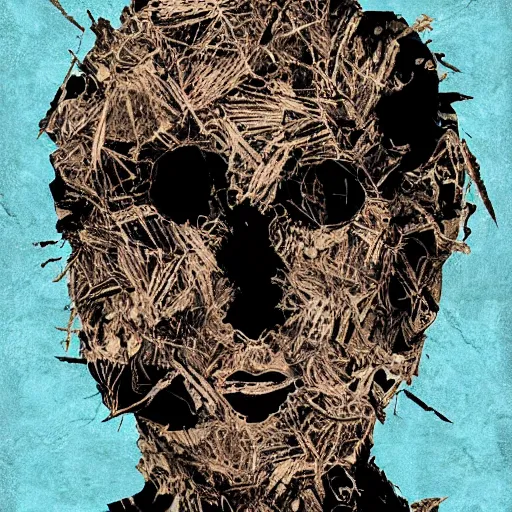 Prompt: face shredded like paper, dark horror, surreal, illustration, by ally burke