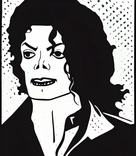 Prompt: portrait of michael jackson by mike mignola, high quality, high detail