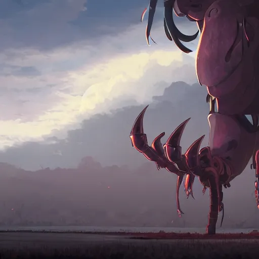 Image similar to a gigantic shadowy bug demon cyclops, medieval background, highly detailed, digital painting, artstation, matte, by makoto shinkai, animation style, studio ghibli, anime key visual