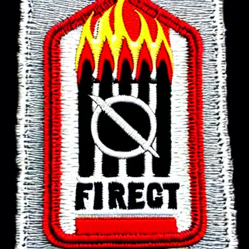 Prompt: a photo of a retro clean fire flame warning caution punk patch