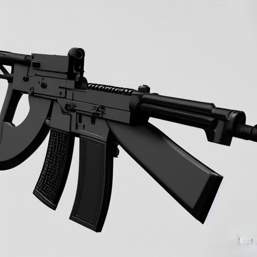 Image similar to Octane render of an AK-47 against a white background, 4k, ultra HD