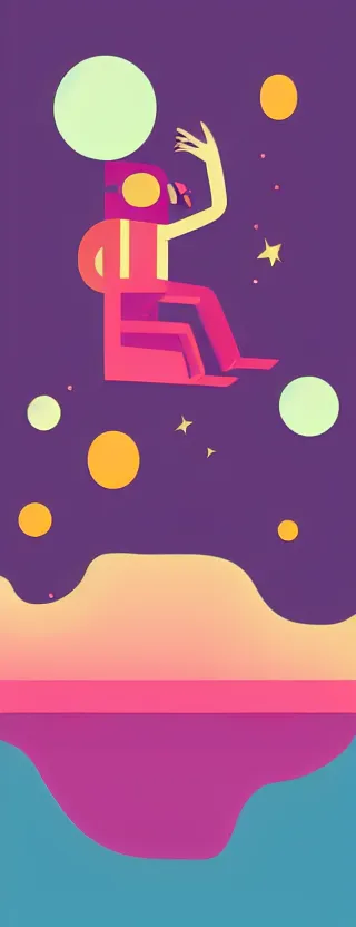 Image similar to “ person floating in space, in the style of kurzgesagt ”