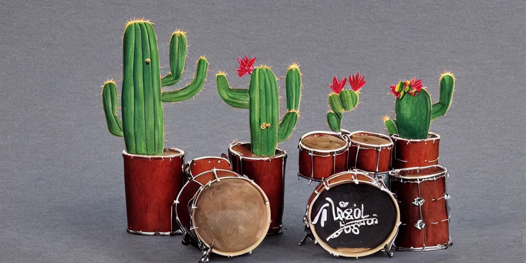 Prompt: cactus playing drums,very detailed, professional award winning photo