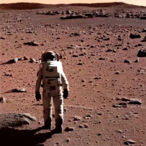 Prompt: extremely detailed photo of carl sagan walking on mars, detailed face